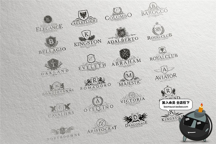 复古欧式英文风格麦穗Logo图标徽章标志设计PSD模板AI矢量素材-设计猿