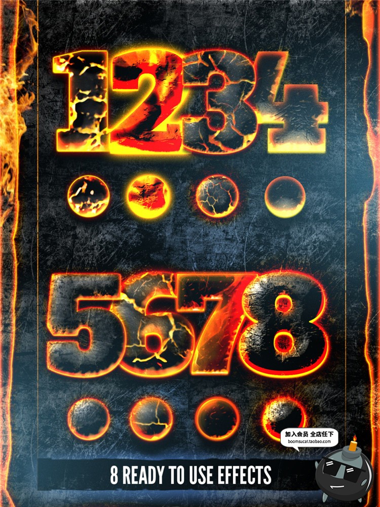 图片[3]-17款热熔岩火焰燃烧效果字体特效PS图层ASL样式设计PS素材-设计猿