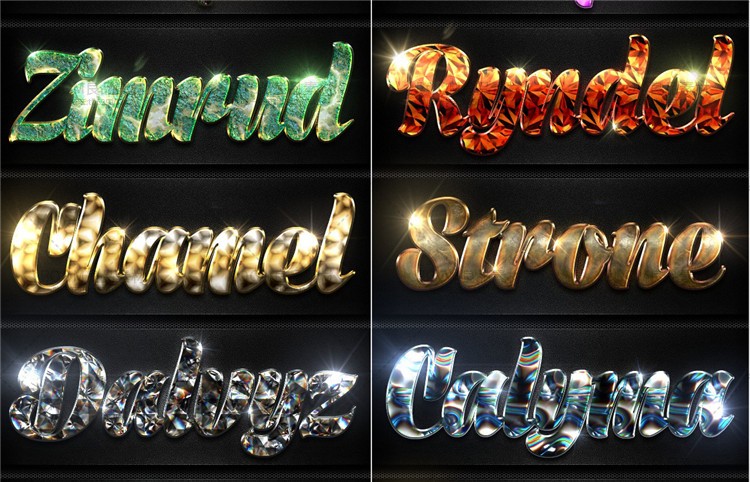 宝石钻石水晶闪耀效果质感艺术特效字体PS样式叠加设计ASL素材-设计猿