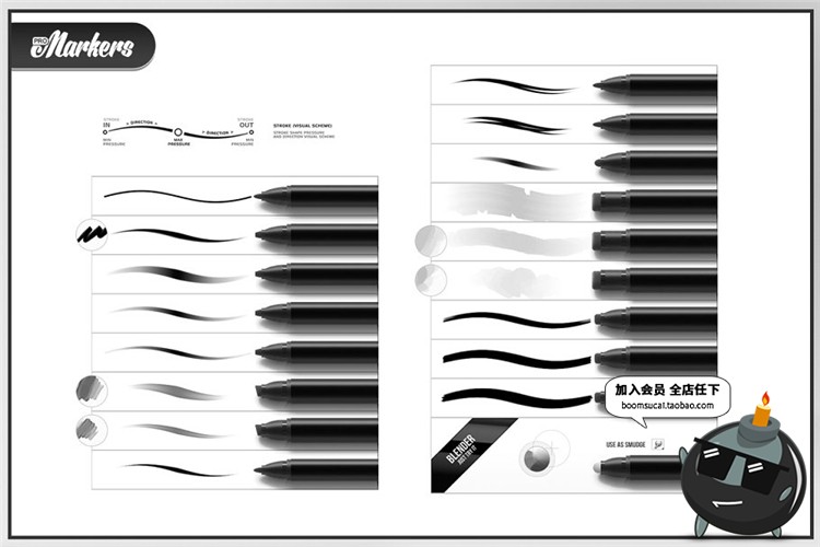 图片[2]-宽头马克笔线条勾勒画画描边线稿笔刷效果手绘板abr笔刷绘画素材-设计猿