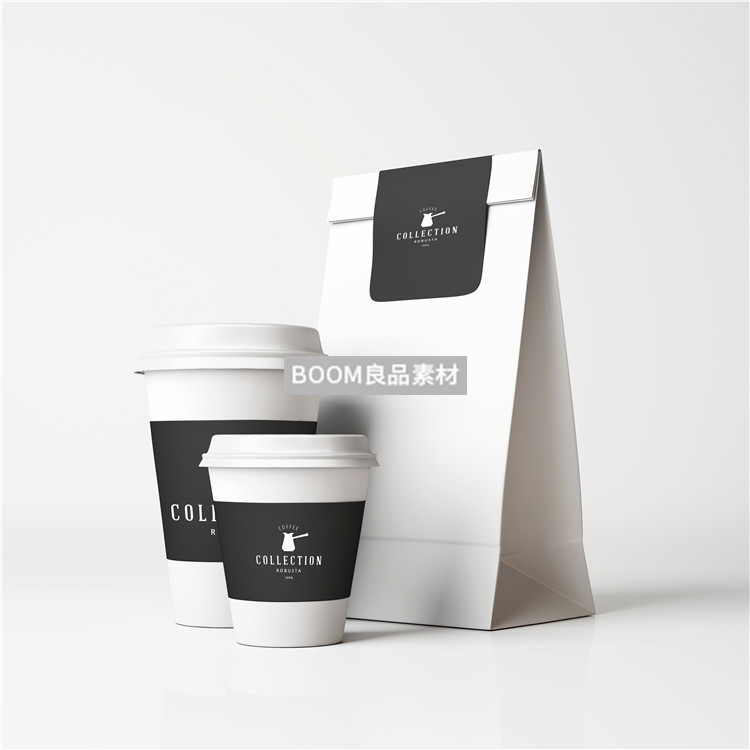 图片[5]-咖啡奶茶热饮包装纸袋餐饮品牌场景展示VI智能贴图PSD样机PS素材-设计猿