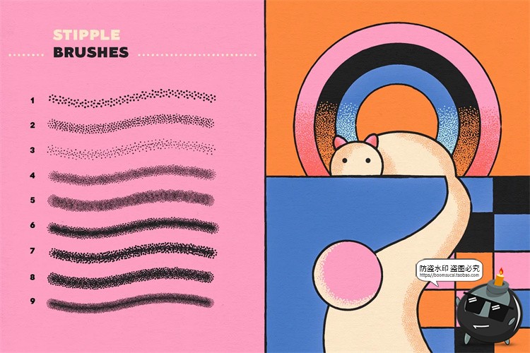 图片[2]-潮流复古怀旧漫画艺术颗粒感喷枪涂鸦效果手绘插画噪点AI笔刷素材-设计猿