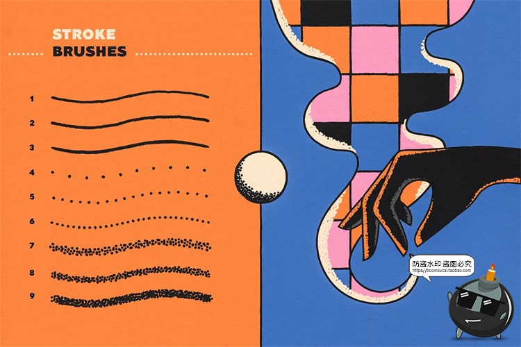 图片[3]-潮流复古怀旧漫画艺术颗粒感喷枪涂鸦效果手绘插画噪点AI笔刷素材-设计猿