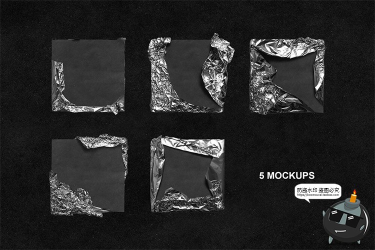 图片[3]-潮流重金属铝箔锡纸锡箔CD光盘封面包边褶皱包装样机PSD模板素材-设计猿