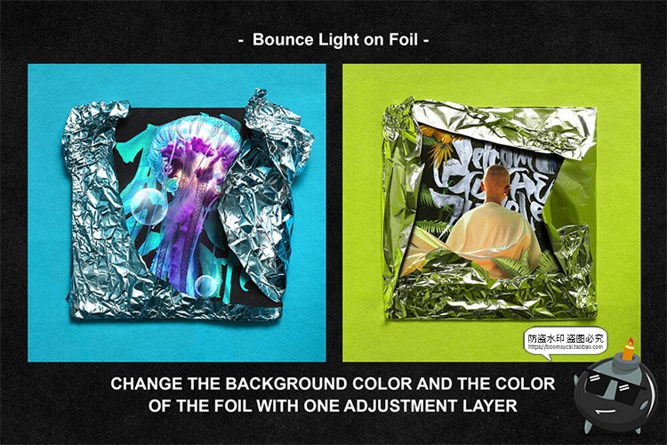 图片[5]-潮流重金属铝箔锡纸锡箔CD光盘封面包边褶皱包装样机PSD模板素材-设计猿