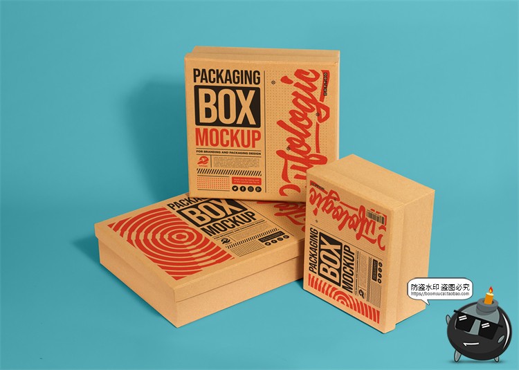 图片[6]-瓦楞牛皮纸盒飞机盒天地盖盒子包装贴图效果展示样机PSD模板素材-设计猿