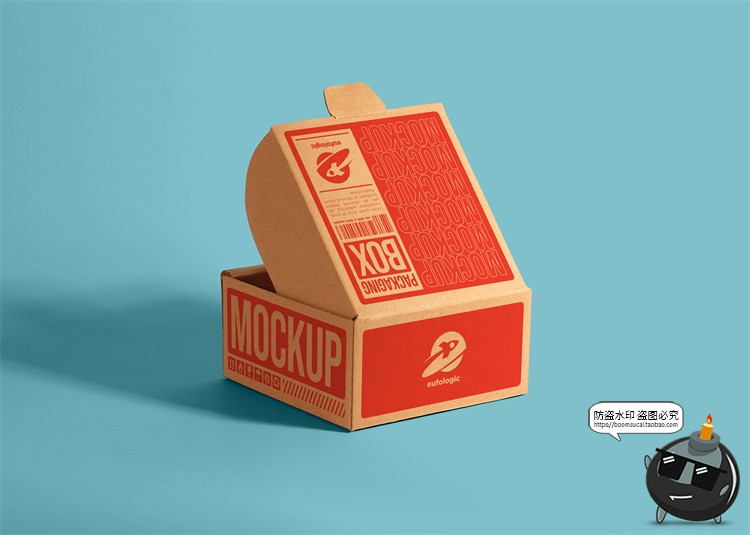 图片[9]-瓦楞牛皮纸盒飞机盒天地盖盒子包装贴图效果展示样机PSD模板素材-设计猿