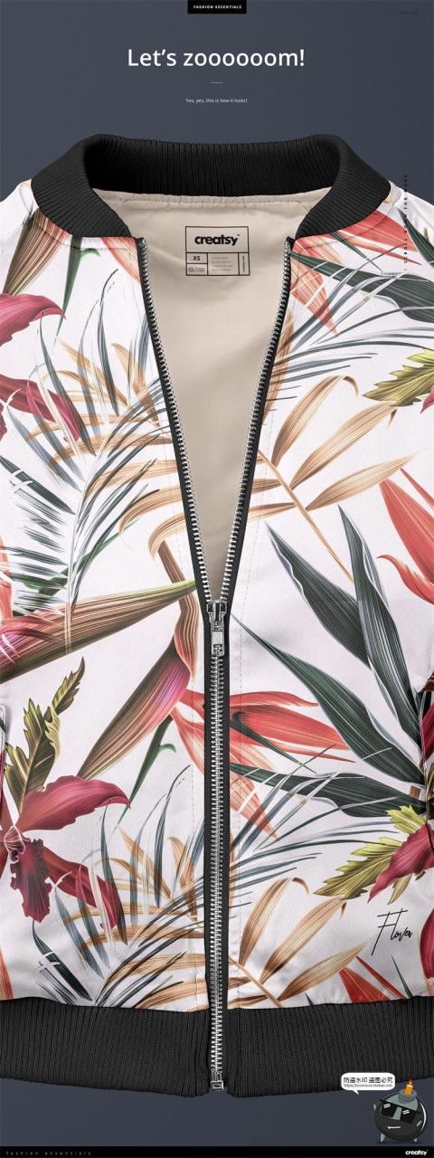 女式夹克拉链外套上衣便服智能贴图展示mockups样机PSD模板PS素材-设计猿