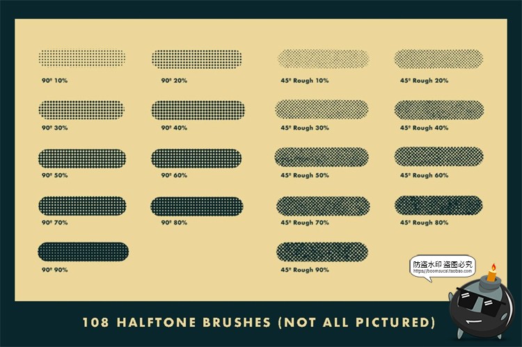 图片[3]-复古半色调波浪线条点阵波点绘画插画漫画笔刷PS笔刷ABR格式素材-设计猿