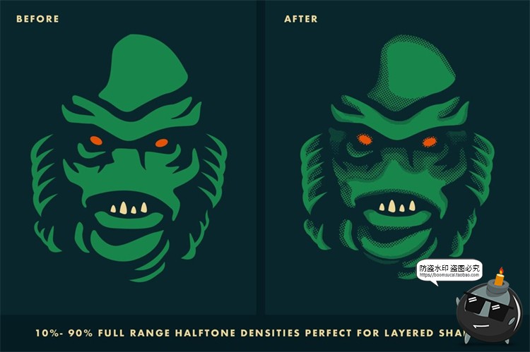 图片[10]-复古半色调波浪线条点阵波点绘画插画漫画笔刷PS笔刷ABR格式素材-设计猿