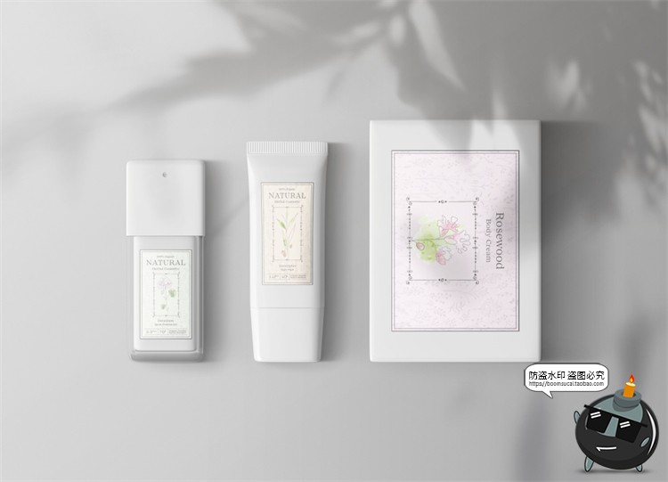 图片[2]-化妆品护肤品方形瓶子包装样机洗浴沐浴组合VI样机PSD模板PS素材-设计猿