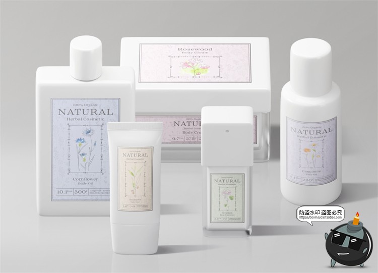 图片[8]-化妆品护肤品方形瓶子包装样机洗浴沐浴组合VI样机PSD模板PS素材-设计猿