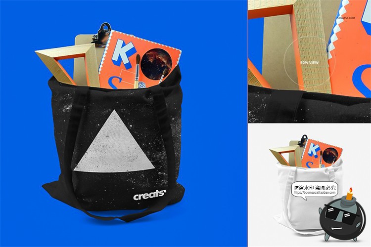 图片[3]-帆布袋布袋购物袋手提袋单肩袋装满物品智能贴图样机PSD模板素材-设计猿