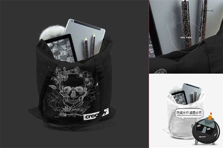 图片[4]-帆布袋布袋购物袋手提袋单肩袋装满物品智能贴图样机PSD模板素材-设计猿