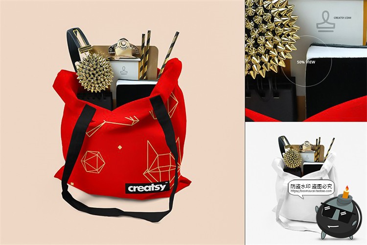 图片[9]-帆布袋布袋购物袋手提袋单肩袋装满物品智能贴图样机PSD模板素材-设计猿