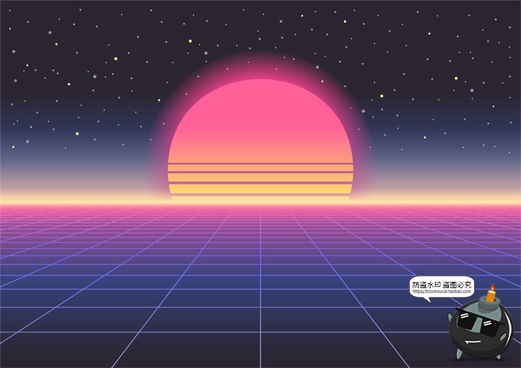 未来复古蒸汽波赛博渐变弥散光几何网格元素AI矢量专题元素素材-设计猿