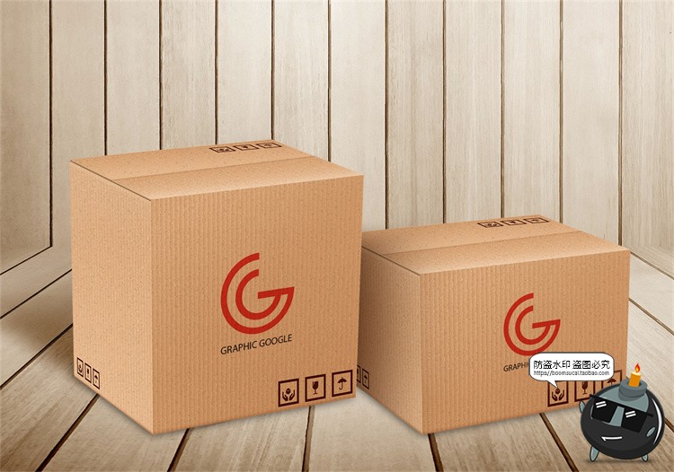 图片[6]-牛皮纸箱快递箱子包装盒瓦楞纸盒VI效果图展示PSD贴图样机ps素材-设计猿