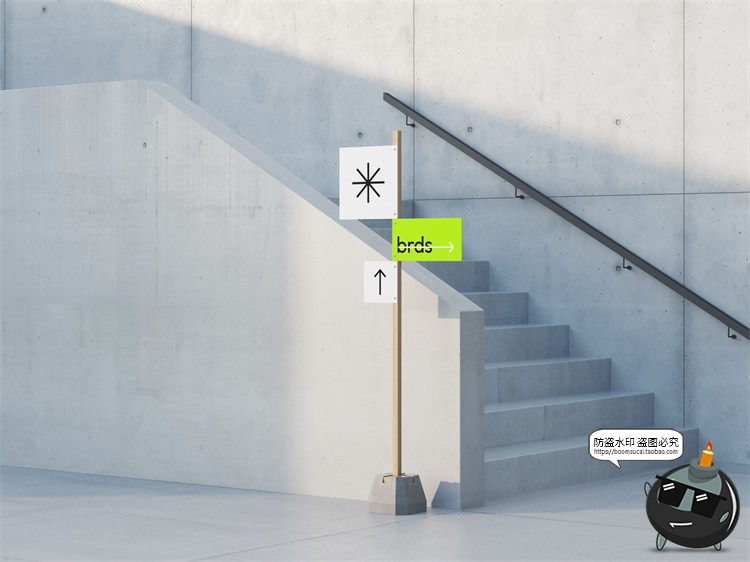 图片[9]-城市导视系统指示牌指引牌路标广告牌效果图PSD模板贴图样机素材-设计猿