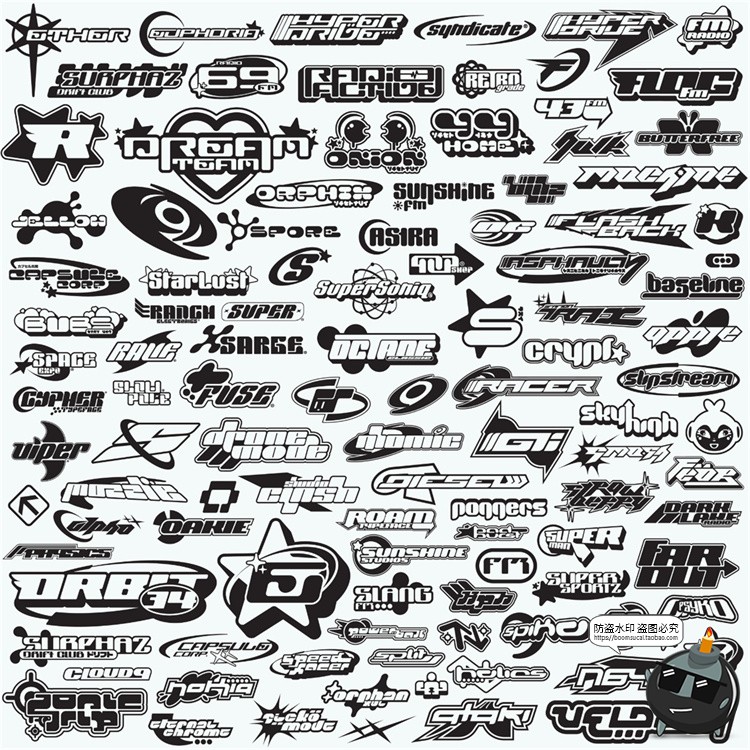 复古千禧年Y2K风格彩色LOGO图标标签贴纸形状AI矢量PNG免抠素材-设计猿