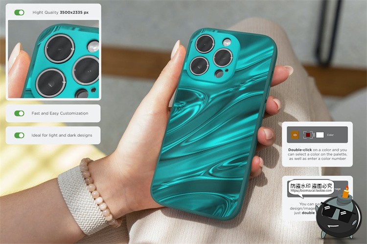 图片[6]-苹果iPhone14Pro手机壳样机外壳直角边保护套贴图效果展示PSD素-设计猿