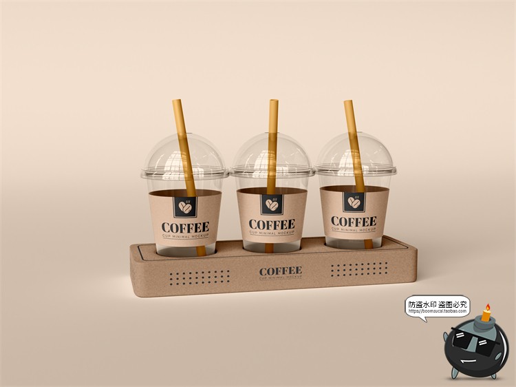 图片[3]-透明塑料奶茶果汁咖啡热饮杯包装VI效果图贴图样机PSD模板PS素材-设计猿