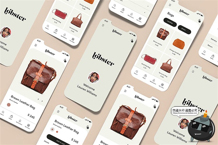 图片[1]-手机ui界面演示app作品效果图展示介绍智能贴图样机PSD模板PS素材-设计猿