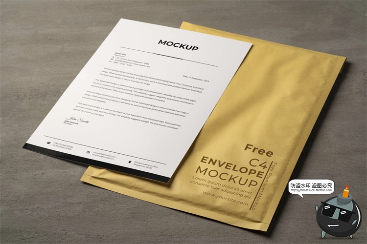 文件袋档案袋信封信纸保密纸袋企业文创VI展示样机PSD模板PS素材-设计猿