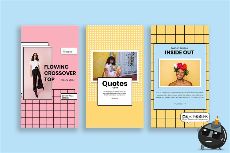 简约时尚美妆时装服装宣传广告海报图文排版PSD分层模板PS素材-设计猿