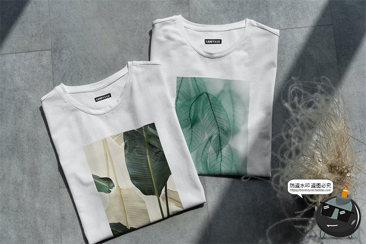 图片[5]-折叠短袖T恤上衣衣服印花图案智能贴图效果图展示样机PSD模板素材-设计猿