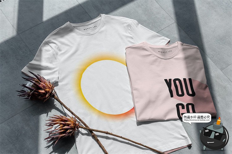 图片[9]-折叠短袖T恤上衣衣服印花图案智能贴图效果图展示样机PSD模板素材-设计猿