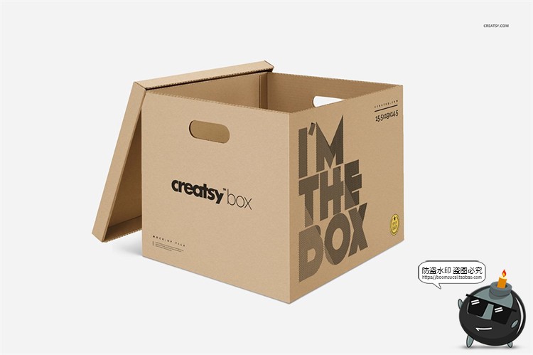 图片[2]-牛皮瓦楞纸箱打包快递盒手提天地盖贴图产品包装样机PSD模板素材-设计猿