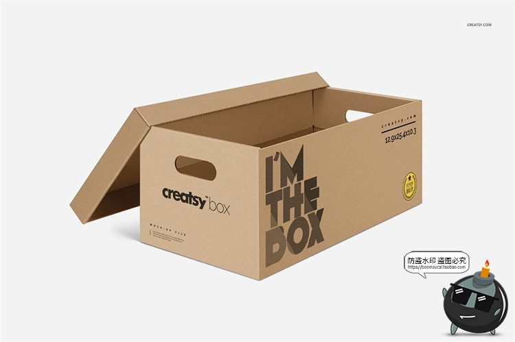 图片[3]-牛皮瓦楞纸箱打包快递盒手提天地盖贴图产品包装样机PSD模板素材-设计猿