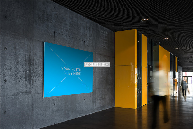 图片[5]-深色墙体户外电梯过道广告海报画框样机效果图展示PSD模板PS素材-设计猿