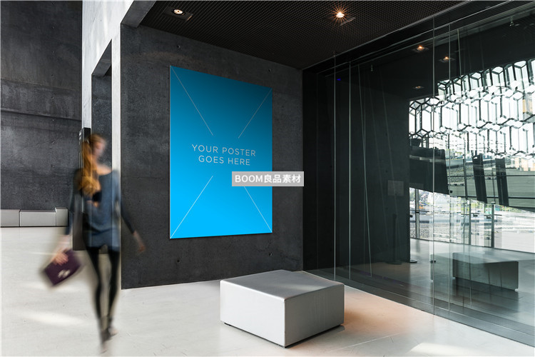 图片[6]-深色墙体户外电梯过道广告海报画框样机效果图展示PSD模板PS素材-设计猿