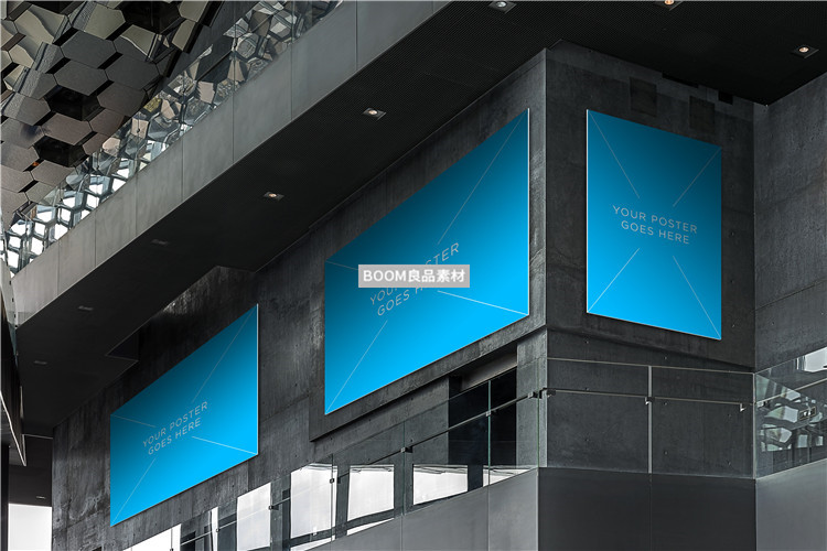 图片[7]-深色墙体户外电梯过道广告海报画框样机效果图展示PSD模板PS素材-设计猿