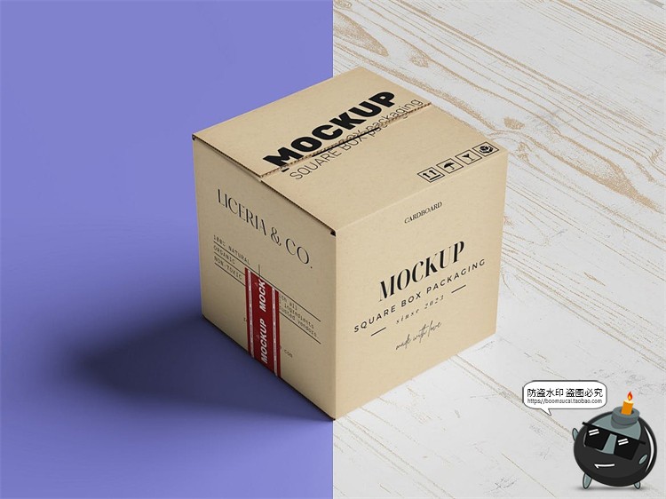 图片[2]-正方形纸箱纸盒封装打包快递纸箱包装贴图展示效果图PSD样机素材-设计猿