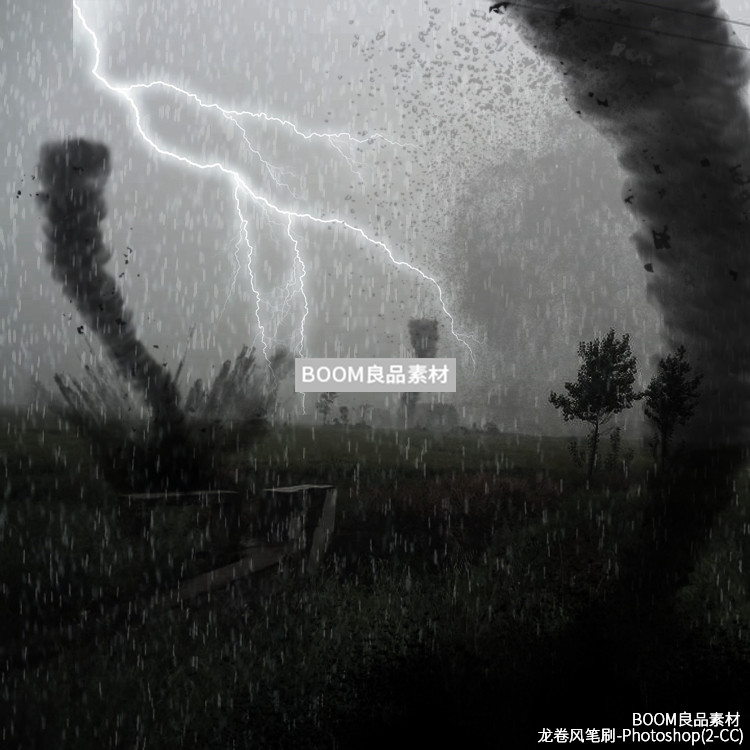 龙卷风旋风飓风台风暴风漩涡等天气场景后期合成PS笔刷素材设计-设计猿