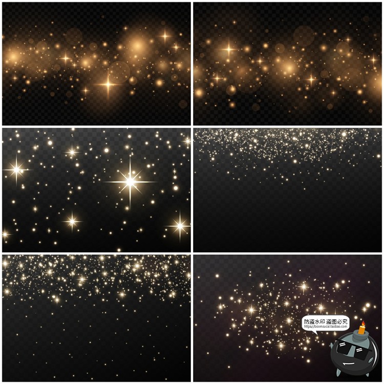 金色唯美光晕星光发光粒子星空灯光影闪光光效特效元素AI矢量素材-设计猿