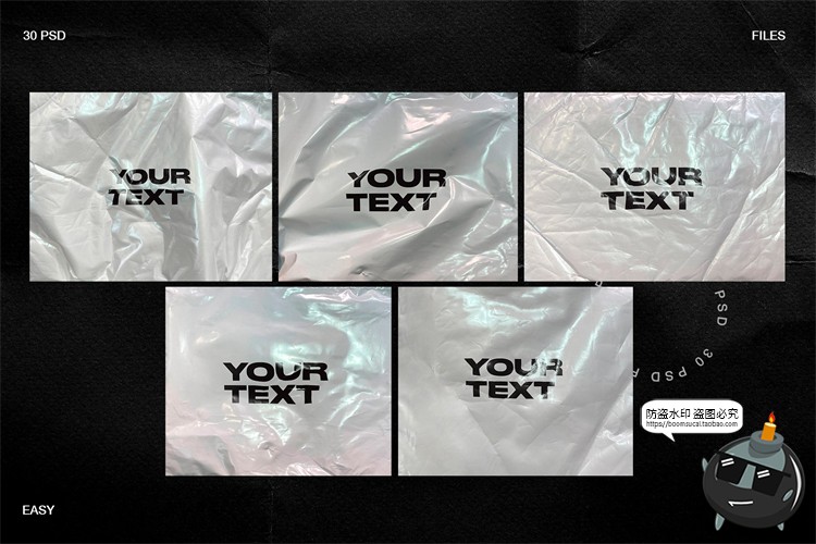图片[3]-潮流透明塑料铝箔防震膜保鲜膜包装纸塑料袋贴图样机PSD模板素材-设计猿