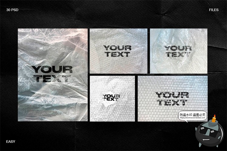 图片[5]-潮流透明塑料铝箔防震膜保鲜膜包装纸塑料袋贴图样机PSD模板素材-设计猿