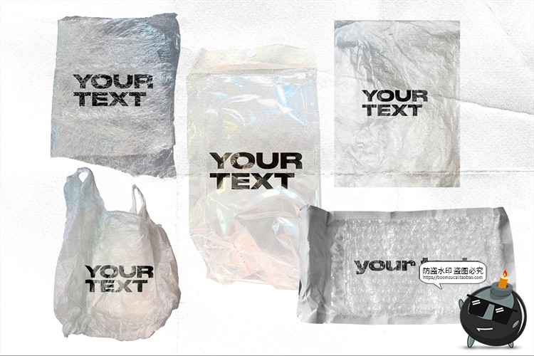 图片[7]-潮流透明塑料铝箔防震膜保鲜膜包装纸塑料袋贴图样机PSD模板素材-设计猿