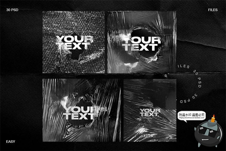 图片[9]-潮流透明塑料铝箔防震膜保鲜膜包装纸塑料袋贴图样机PSD模板素材-设计猿