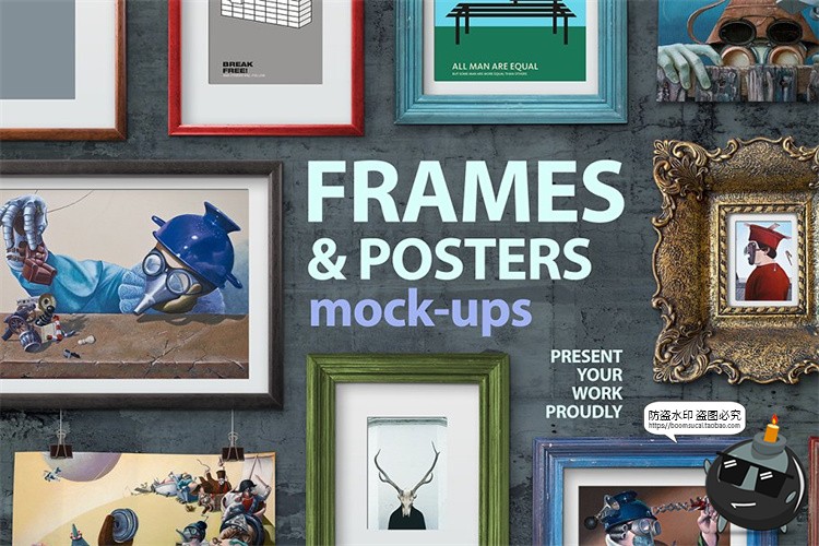 图片[1]-复古欧式古典相框挂画装饰场景模拟效果mockups样机PSD模板PS素材-设计猿
