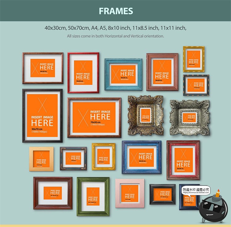 图片[2]-复古欧式古典相框挂画装饰场景模拟效果mockups样机PSD模板PS素材-设计猿