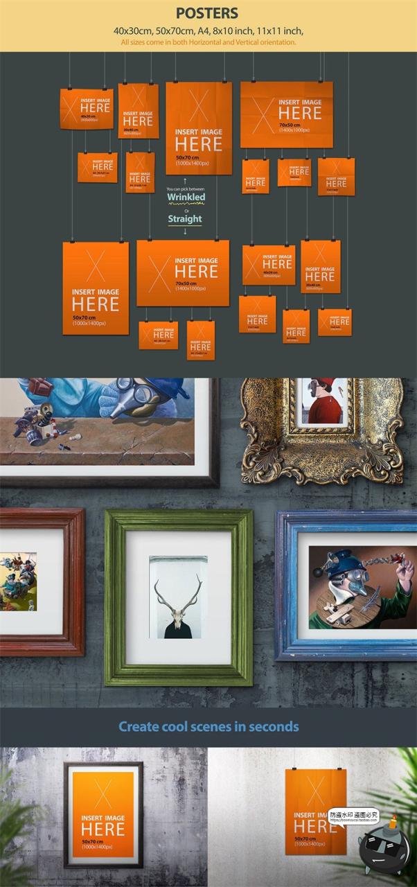 图片[3]-复古欧式古典相框挂画装饰场景模拟效果mockups样机PSD模板PS素材-设计猿