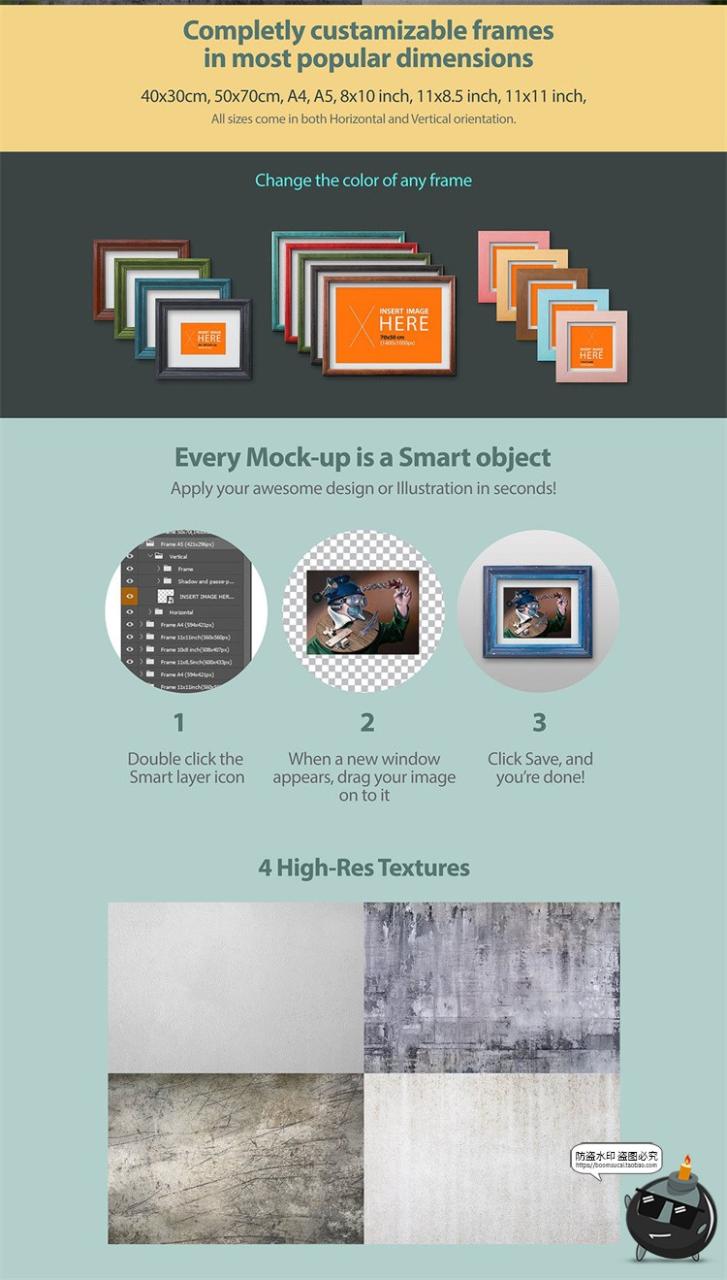 复古欧式古典相框挂画装饰场景模拟效果mockups样机PSD模板PS素材-设计猿