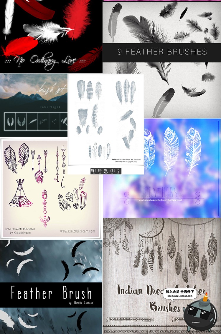 图片[6]-羽毛鸡毛羽绒飘落飘散效果brush笔触设计PS画笔PS笔刷素材合集-设计猿