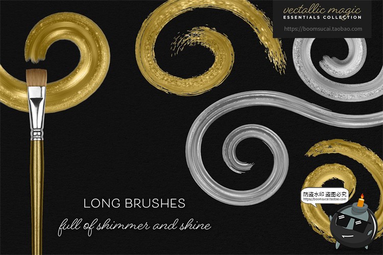 图片[9]-艺术金箔金色金油漆效果画笔颗粒质感笔触Ai矢量笔刷PNG免抠素材-设计猿