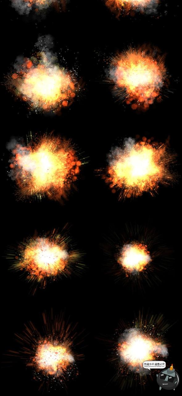 火焰爆炸火球耀斑射线效果PNG免抠装饰元素修图后期合成特效素材-设计猿