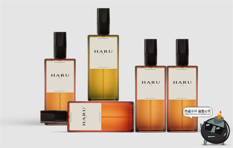 图片[1]-香水美妆爽肤水化妆品方形产品外观玻璃瓶样机展示PSD模板PS素材-设计猿